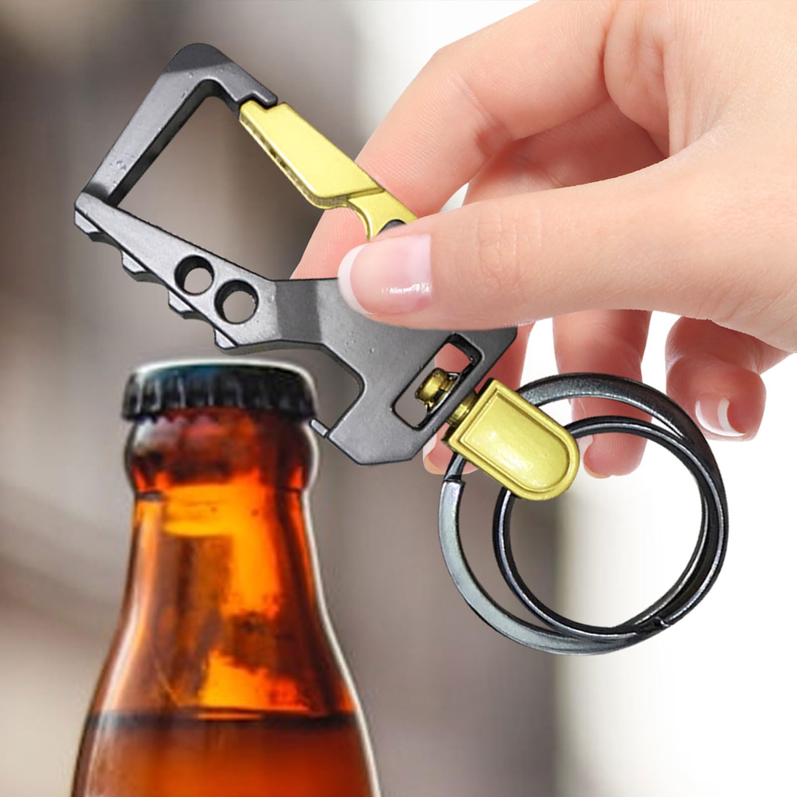 Amazon | 栓抜きキーホルダー、高耐久カラビナキーチェーン、2CPS合金