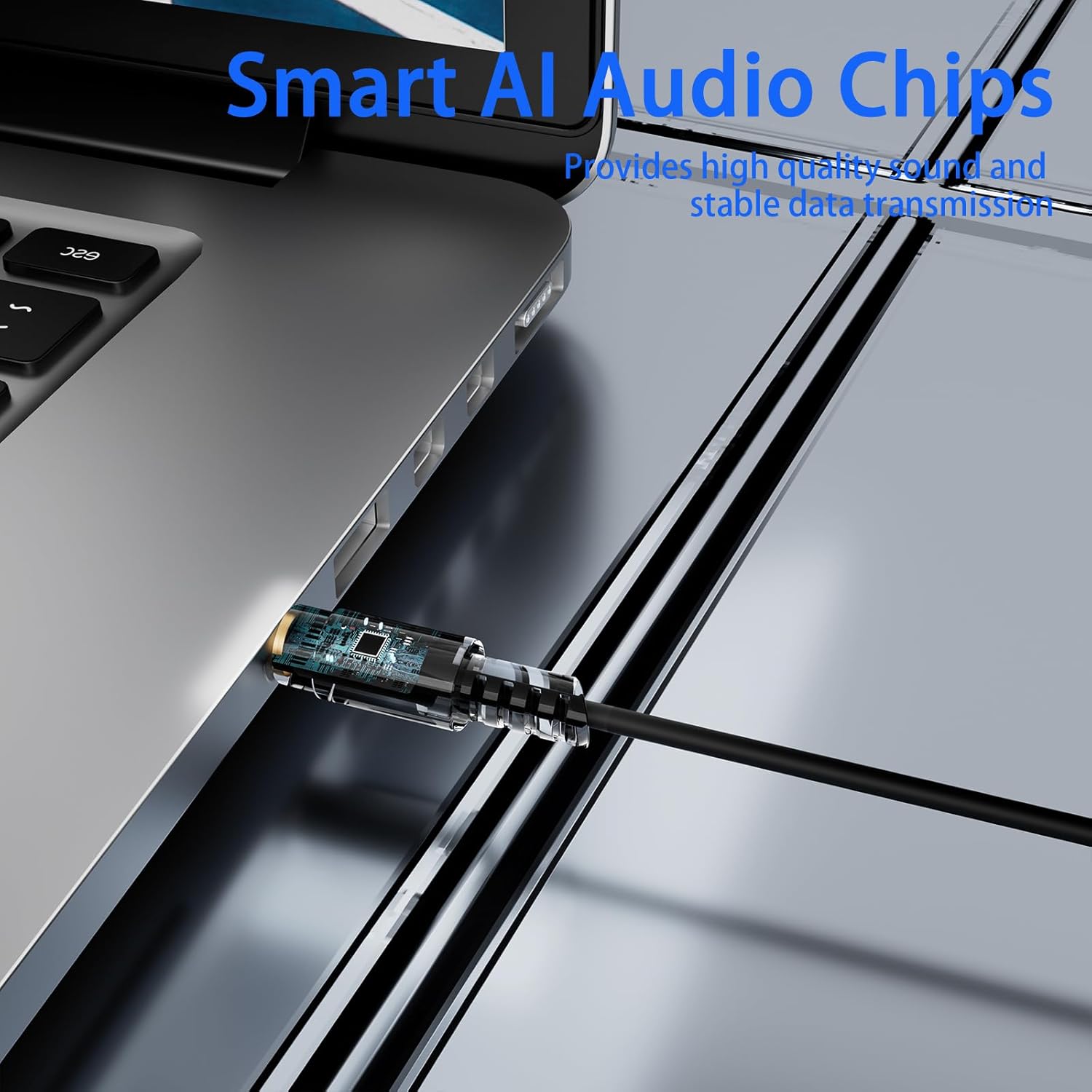 3.5mm AUX Audio Cable with External Microphone and Volume Control, 6.6Ft / 2M Male to Male AUX Cable, Compatible with Smartphones, PC, Laptop, Stereos, Headphones, Speaker