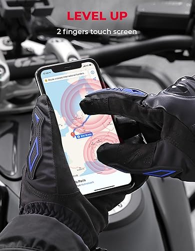 Miniatura 2 de KEMIMOTO Guantes de invierno cálidos para motocicleta, guantes impermeables a prueba de lluvia con pantalla táctil para montar en motocicleta, ATV,