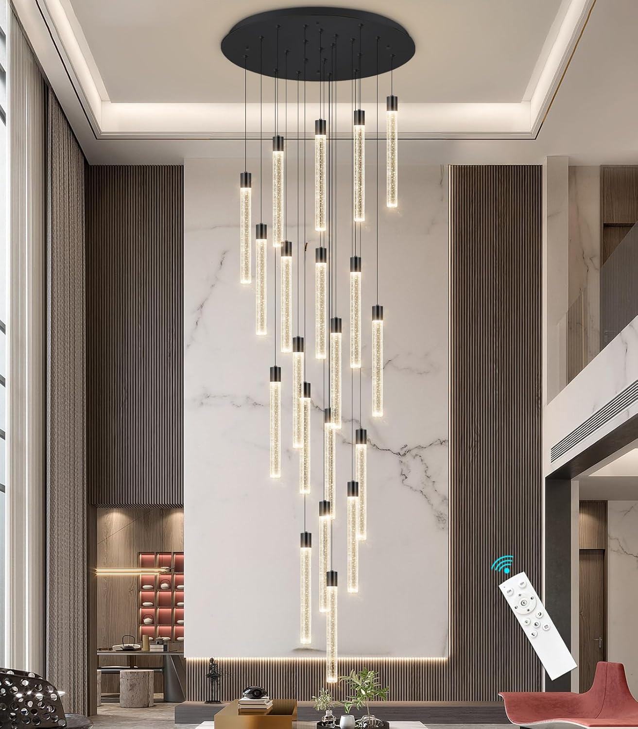 Long Large Modern Led Crystal Chandeliers Modern Spiral Chandeliers High Ceilings Chandelier for Staircase Foyer