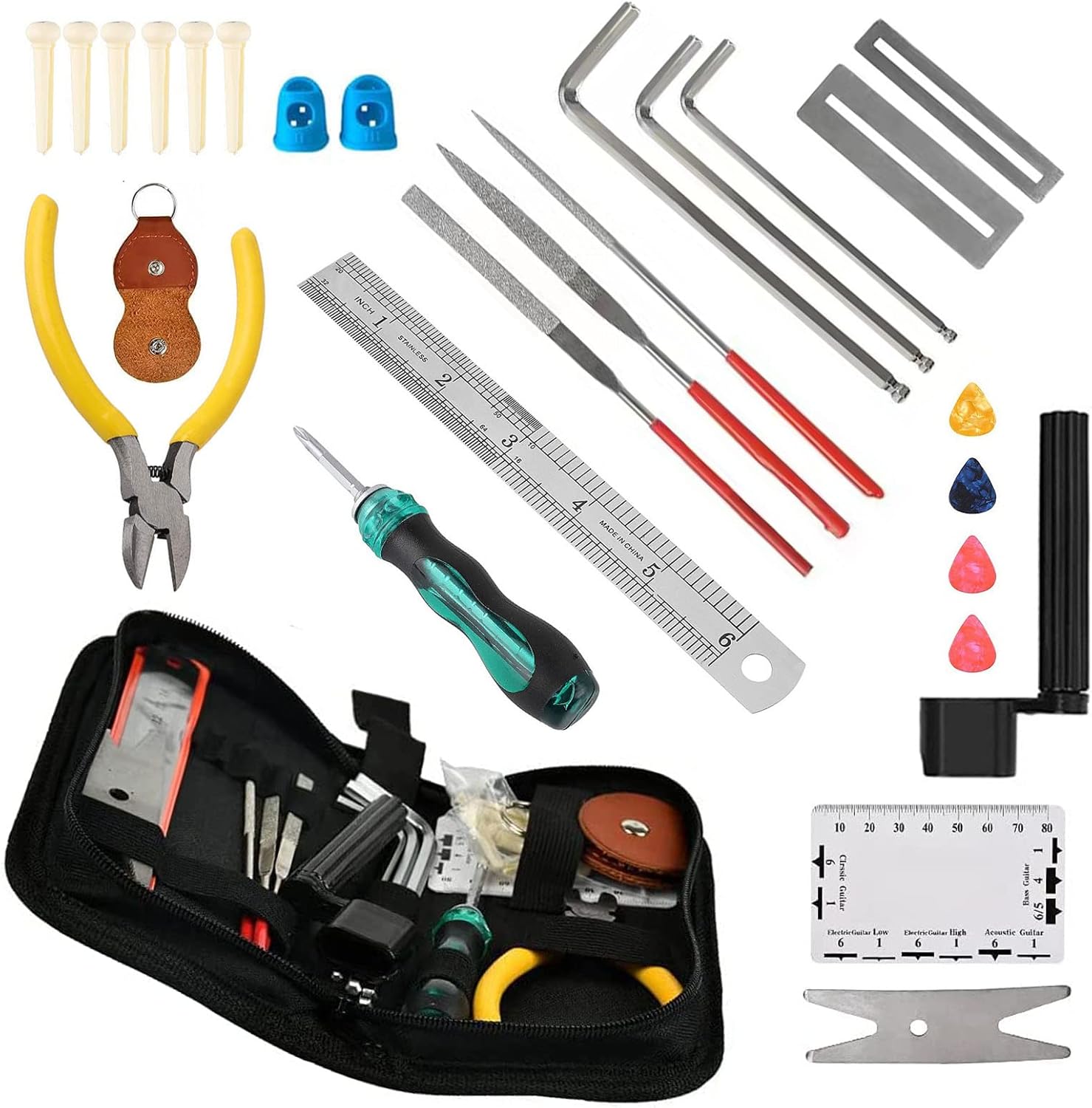 28PCS Guitar Tool Kit,Guitar Repair Tools Kit,Professional