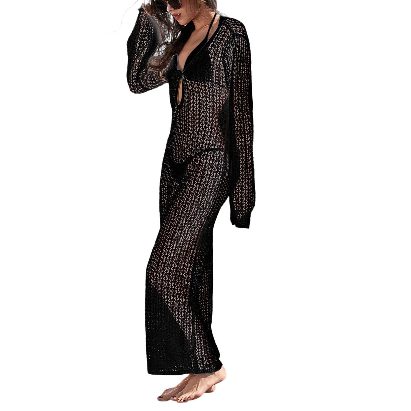 Vestido largo de punto para mujer estampado floral 3D playa 6