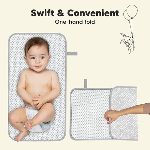 Miniatura 5 de KeaBabies Cambiador de pañales portátil y organizador de pañales para bebé, tapete cambiador plegable impermeable para bebés, organizador grande