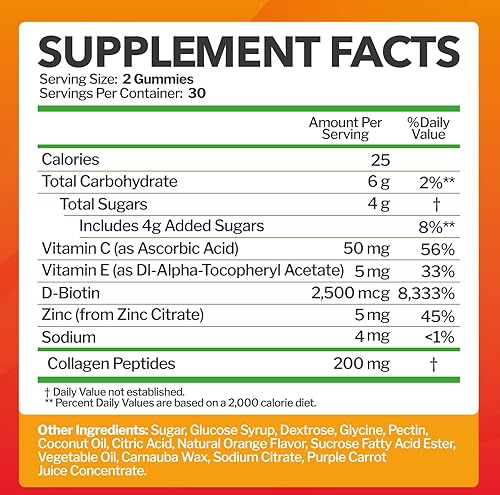 Miniatura 5 de Just Nutrients Gomitas de colágeno con biotina, vitamina C y E