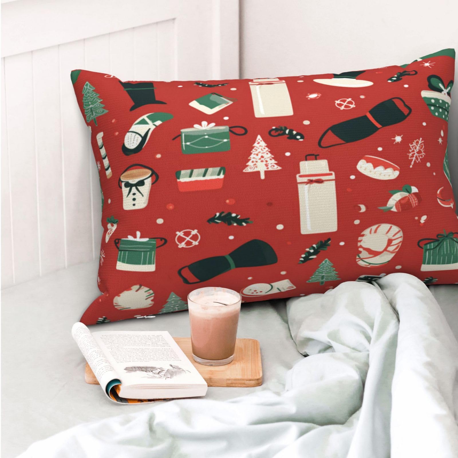 Funda Cojin 60x90 cm Fundas Cojines Rojo 2 Piezas, Navidad Cojines Decorativos, Rectangular Fundas de Cojines, Fundas Cojines Sofa Funda de Almohada, Sala de Estar Dormitorio Decoracion Hogar,S612