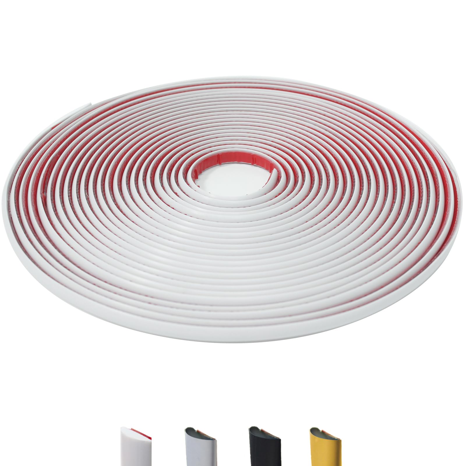 JSIWOTH 52.5 Ft Peel and Stick Wall Molding Trim, D-Shape Flexible Molding Trim White(Paintable) for Backsplash, Mirror, Wall, Window & Door Frames,