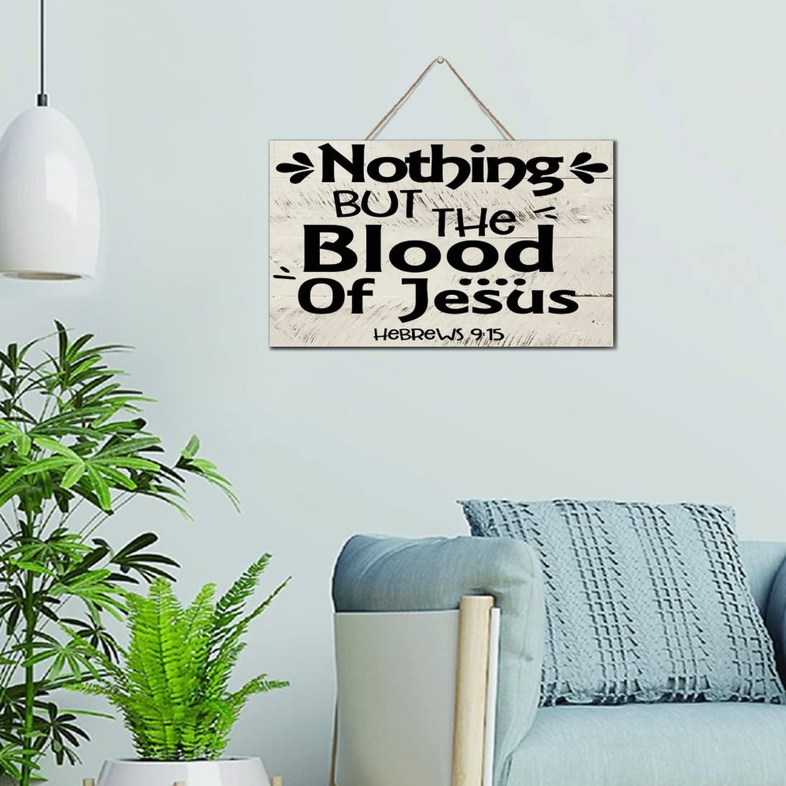Wsdesdec Personalized Wood Wall Sign Nothing But The Blood Of Jesus Painted Wood Plaque Sign Quote Farmhouse Artwork Decoration Signs For Laundry Outdoor 6X10 Inch