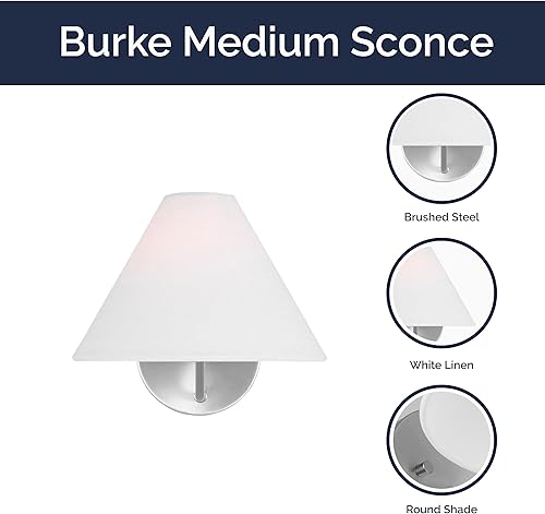 Miniatura 4 de Scott Living Burke - Aplique de pared de tocador de baño regulable de 1 luz para interiores en acero cepillado acabado plateado con pantallas de