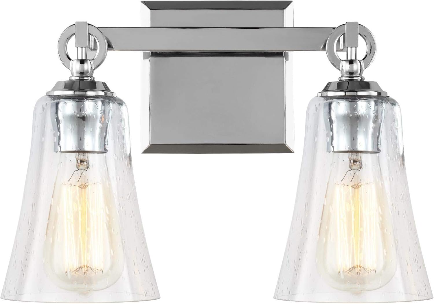 Super Big Clearance! Feiss VS24702CH Monterro Glass Wall Vanity Bath Lighting, Chrome, 2-Light (14W x 10H) 150watts