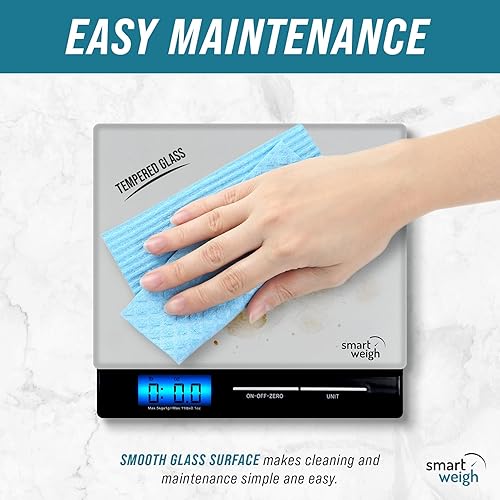 Miniatura 3 de Smart Weigh Báscula profesional, con vidrio templado. Varios modos de pesaje y función de tara, 11 libras
