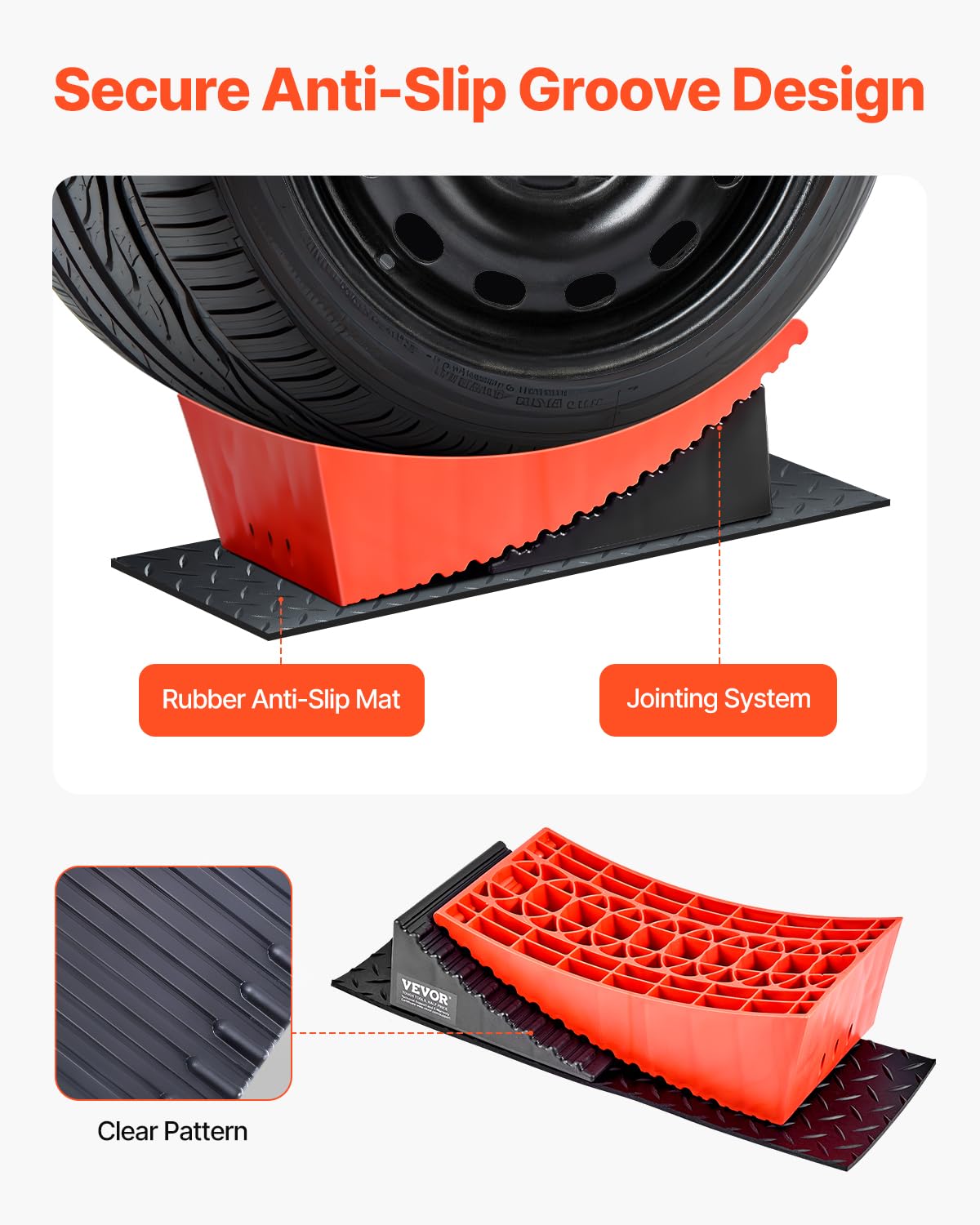 VEVOR Cale de Roue pour Caravane 2PCs, Bloc de Nivellement pour Camping-car Capacité de 4 T, Hauteur Maximale de 12 cm, Niveleurs Incurvés Robustes avec Tapis Antidérapant, Sac de Transport, Rouge