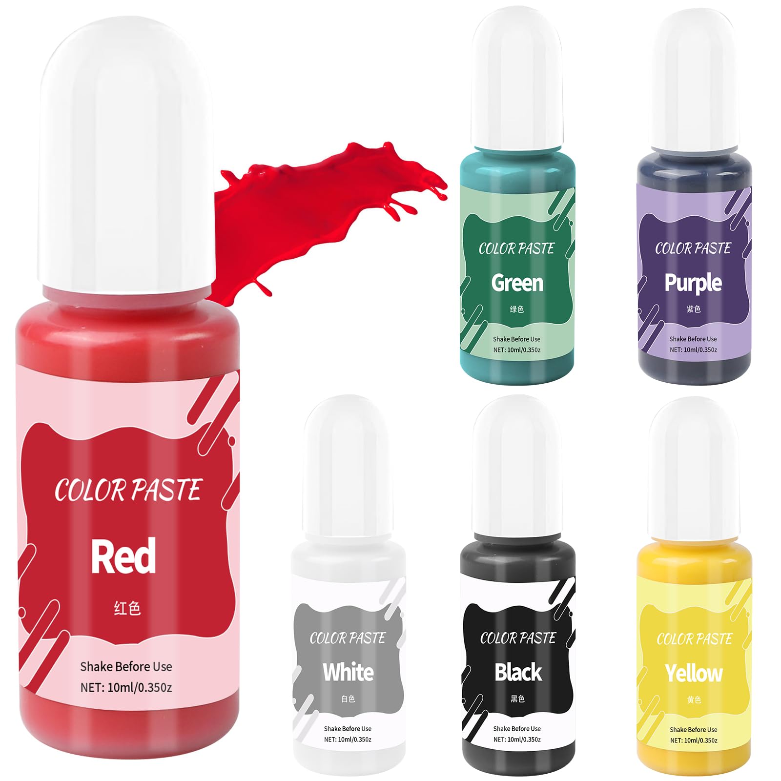 6 pigmentów do odlewania proszkowego, 10 ml, farba na bazie wody, wysokie stężenie, proszek pigmentowy do modelarstwa i kreatywnych projektów