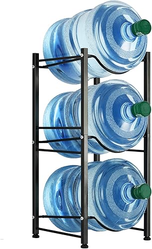 Miniatura 10 de Estante enfriador de agua de 5 niveles, estante de almacenamiento de botellas de agua de 5 galones, estante desmontable resistente para botellas de