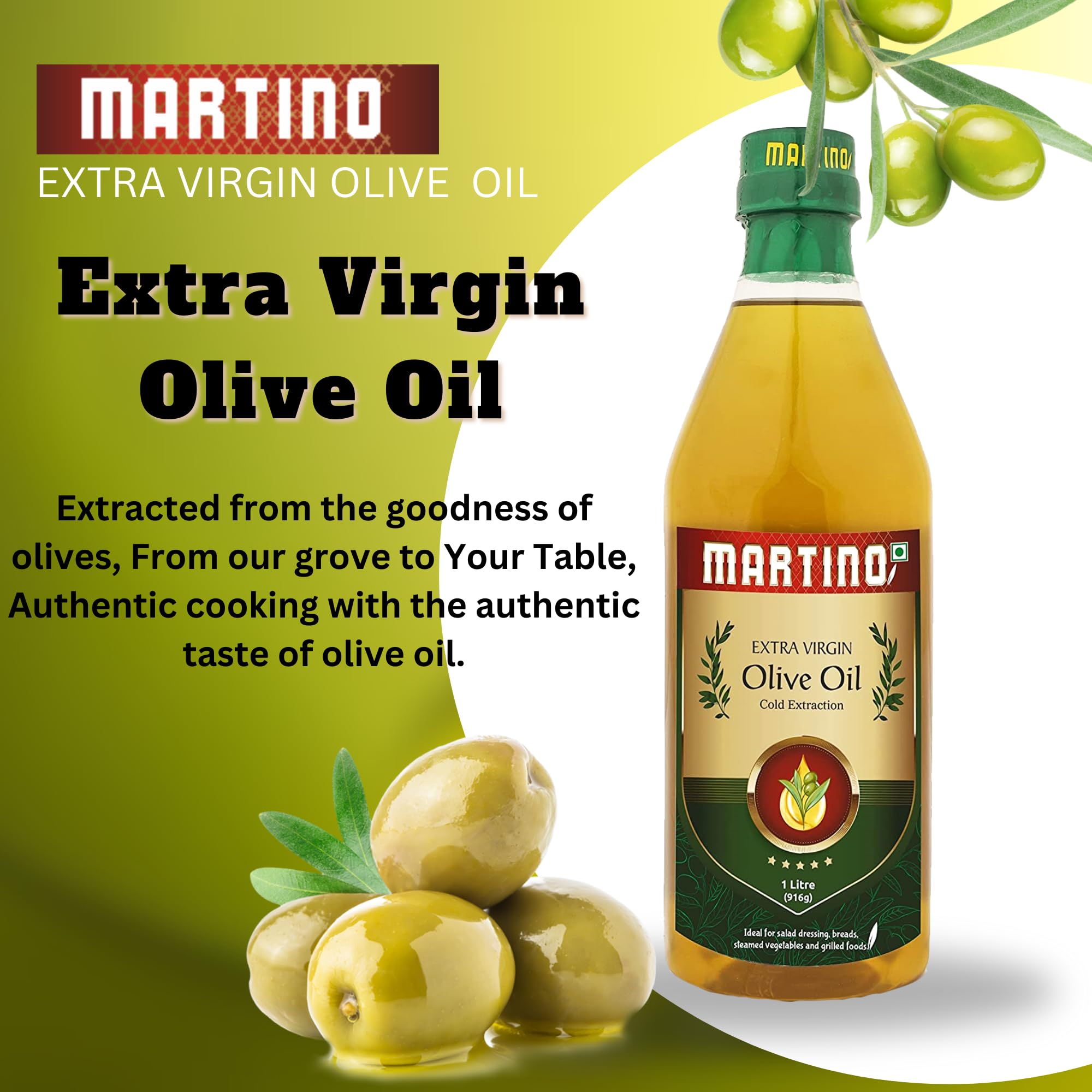 Martino Extra Virgin Olive Oil 1L First Cold Pressed Cooking oil Natural and First Cold Extraction |Rich in Antioxidants| Ideal For low heat cooking like sauteing & grilling, Salad Dressing. 2