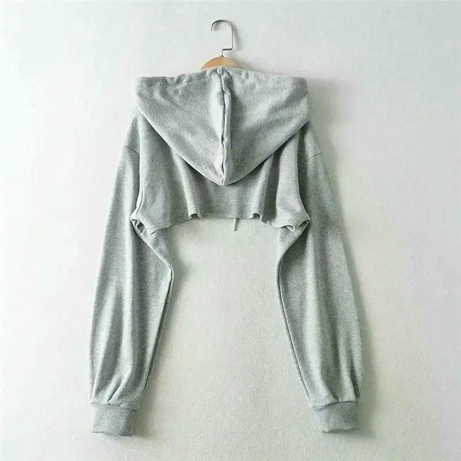 Bluza z kapturem Kobieca Osobowość Nieregularne Crop Ultra Krótki Styl Długi Rękaw Top Drop Shipping Bluza Y2k Ubrania