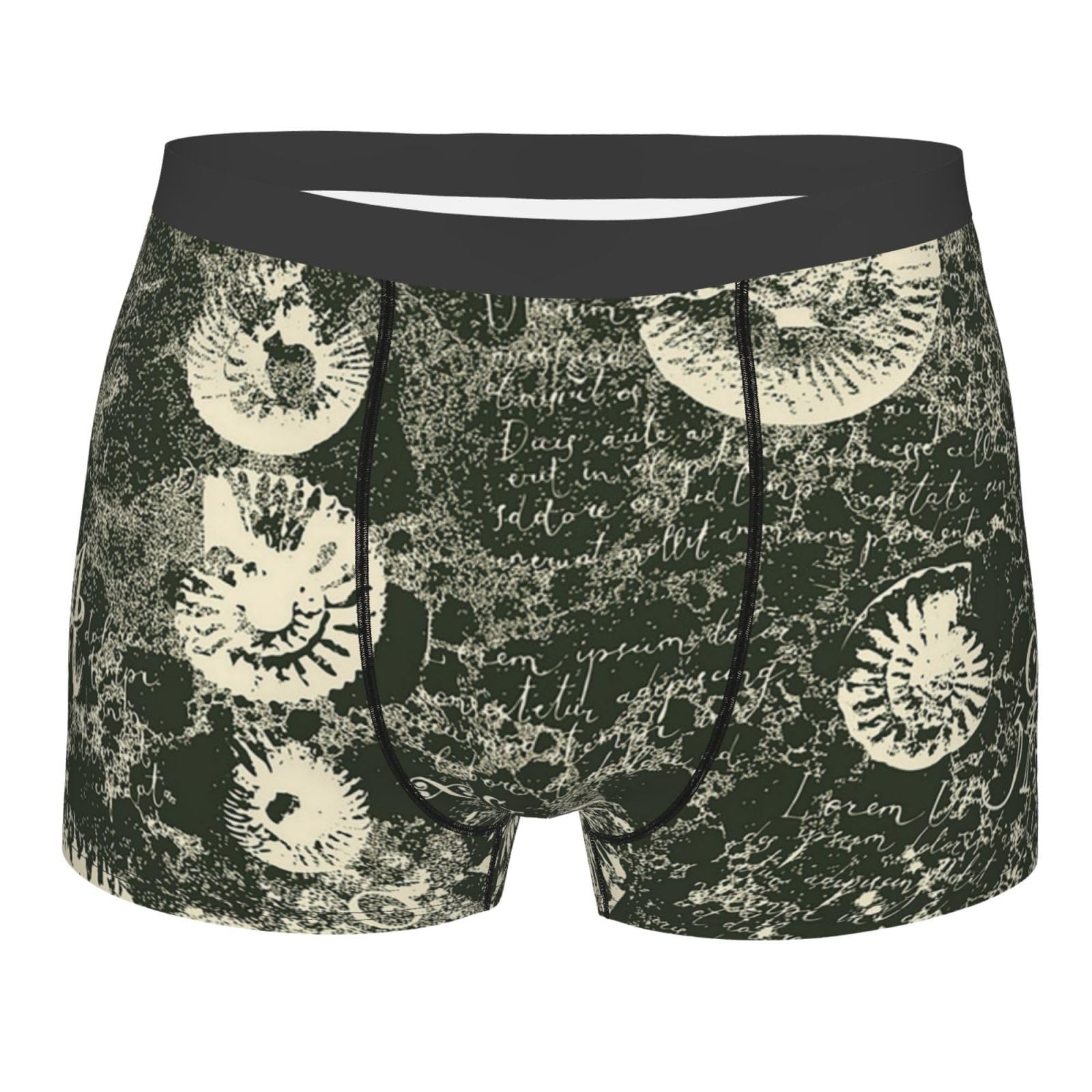 ZORIN Boxer Briefs For Men Underwear Ancient Ammonite Shells Stretch Shorts Underpants Black