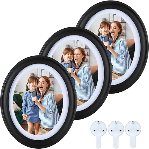 Miniatura 1 de Voittozege Paquete de 3 portarretratos ovalados, 9 x 11 pulgadas, marco clásico ovalado de madera negra con tornillos de montaje y ganchos, marco