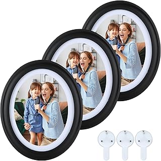Voittozege 3 Pack Oval Picture Frames, 8x10 Inch Classic Oval Black Wood Picture Frame with Mounting Screws and Hooks, Black Vintage Tabletop and Wall Photo Frame