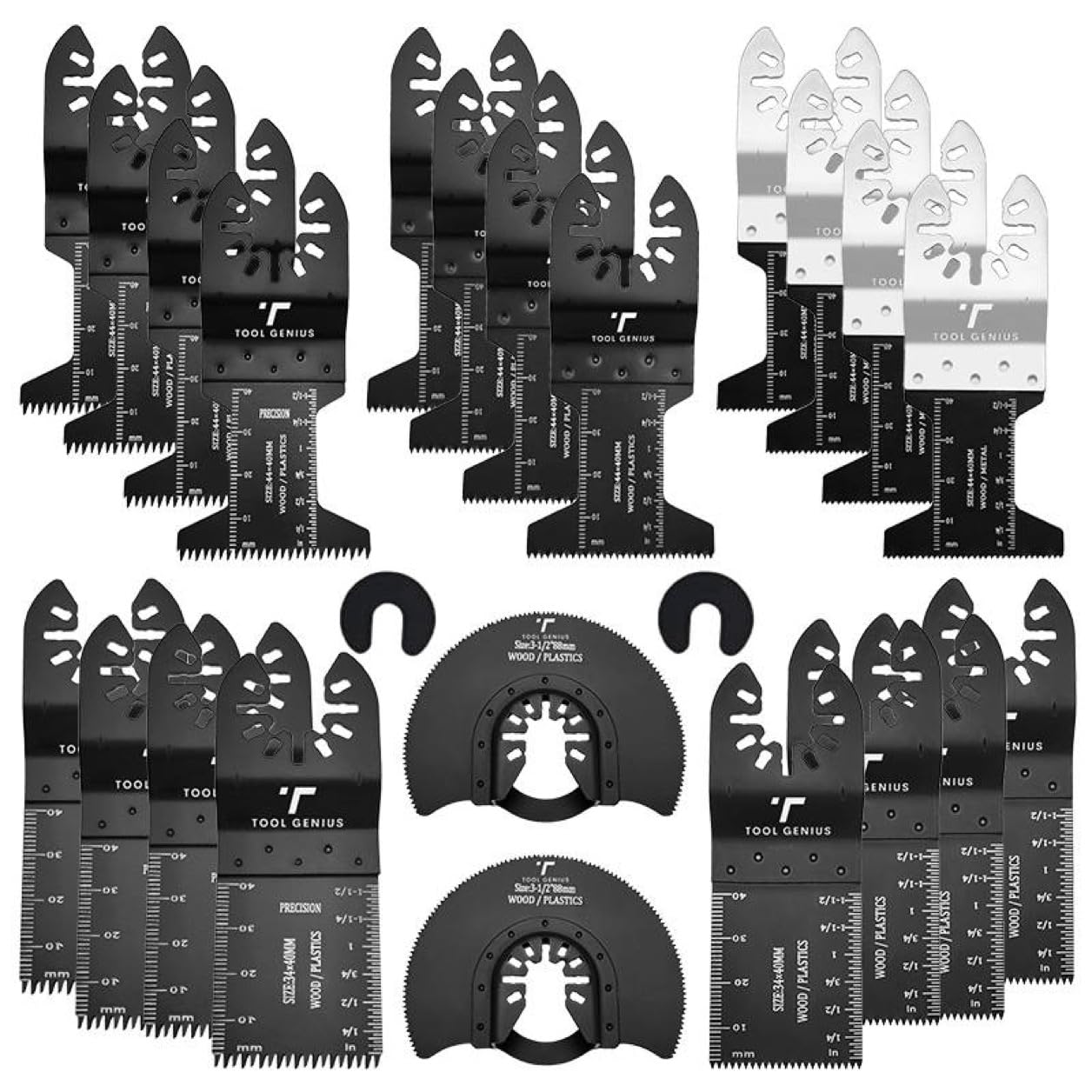 tool genius24 piece Multi tool blades universal oscilating tool blades wood plastic metal quick release multitool blades