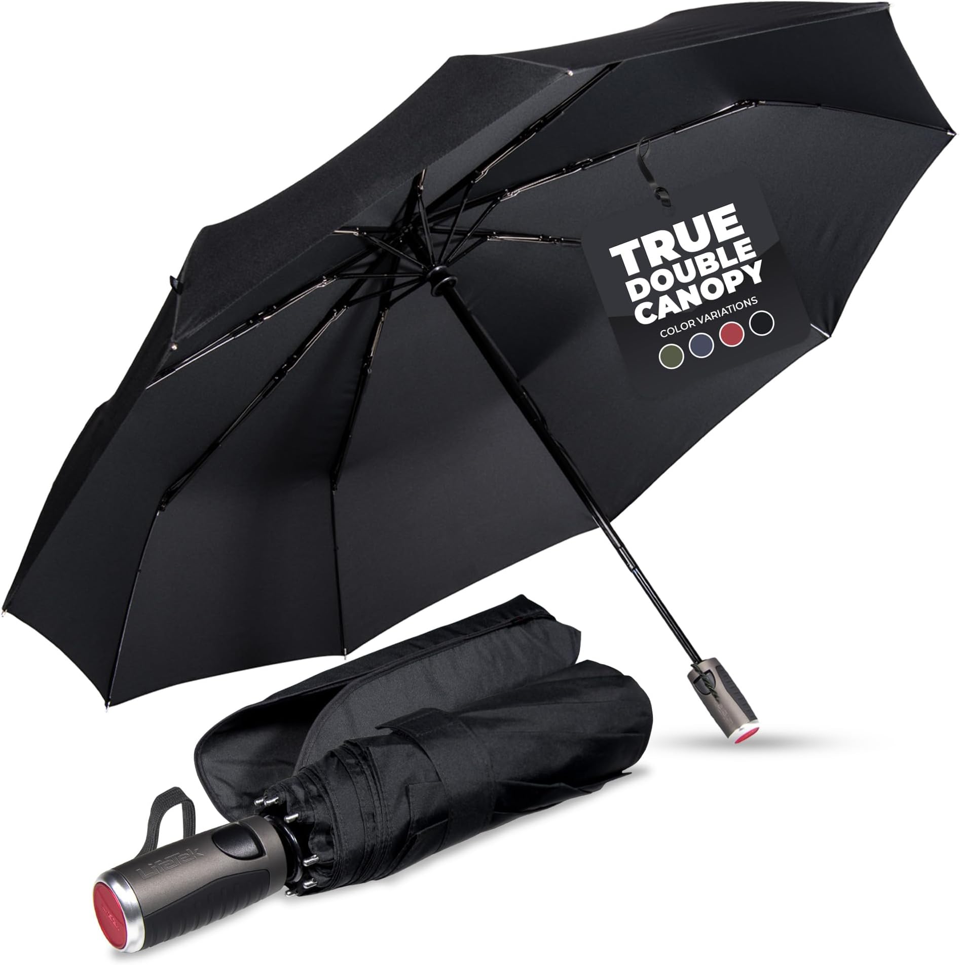 Premium Travel Umbrella - Windproof & Compact for Men & Women, Automatic Open Close, Fits in Purse Laptop Bag or Backpack, Strong Frame for Heavy Rain & Sun UV Protection