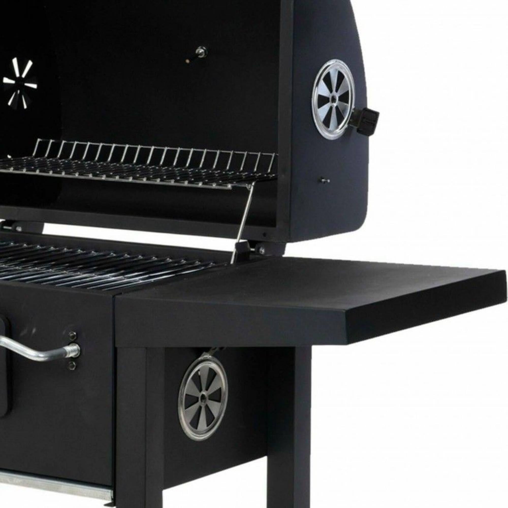Well Home Barbacoa de carbón Color Negro con Doble Parrilla y Mesa Auxiliar H.96cm