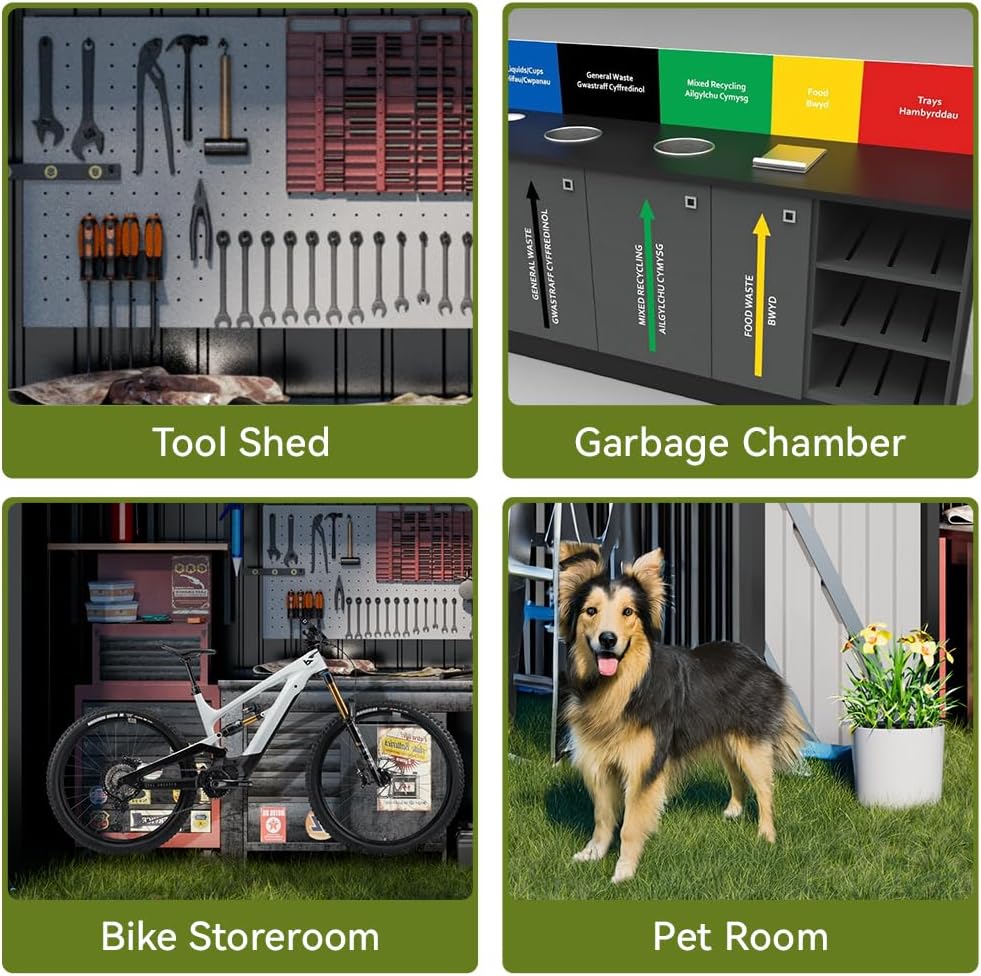 COMHOMA Shed Outdoor Storage Shed Metal,Lockable Doors Tool Sheds with Sloping Roof,Steel Garden Shed with Air Vent for Backyard,Patio,Lawn,Poolside(Grey,6'x4')