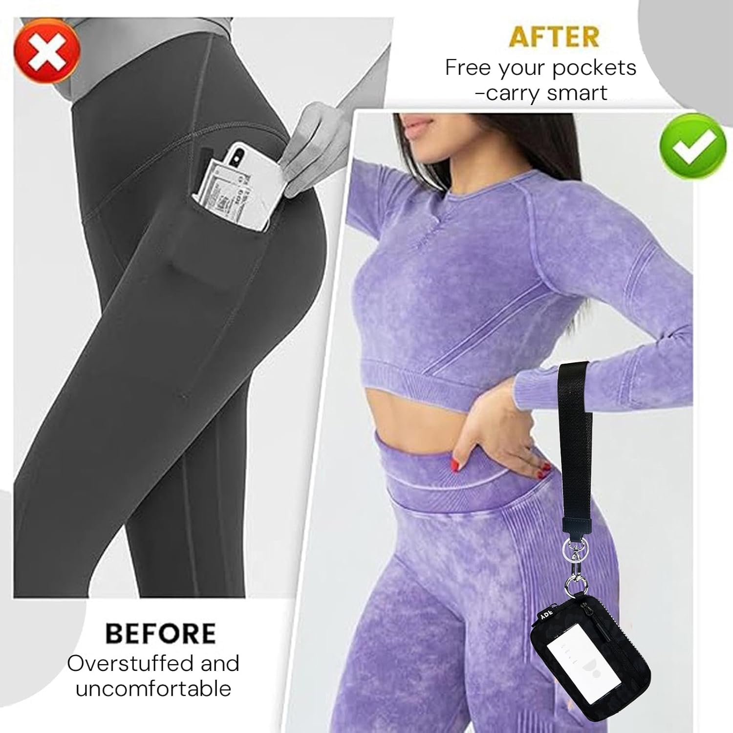 Keychain Wallet for Women Mini Zip Card Holder with ID Window Coin Purse Detachable Wristlet Small Wallets Black Leopard - Image 8