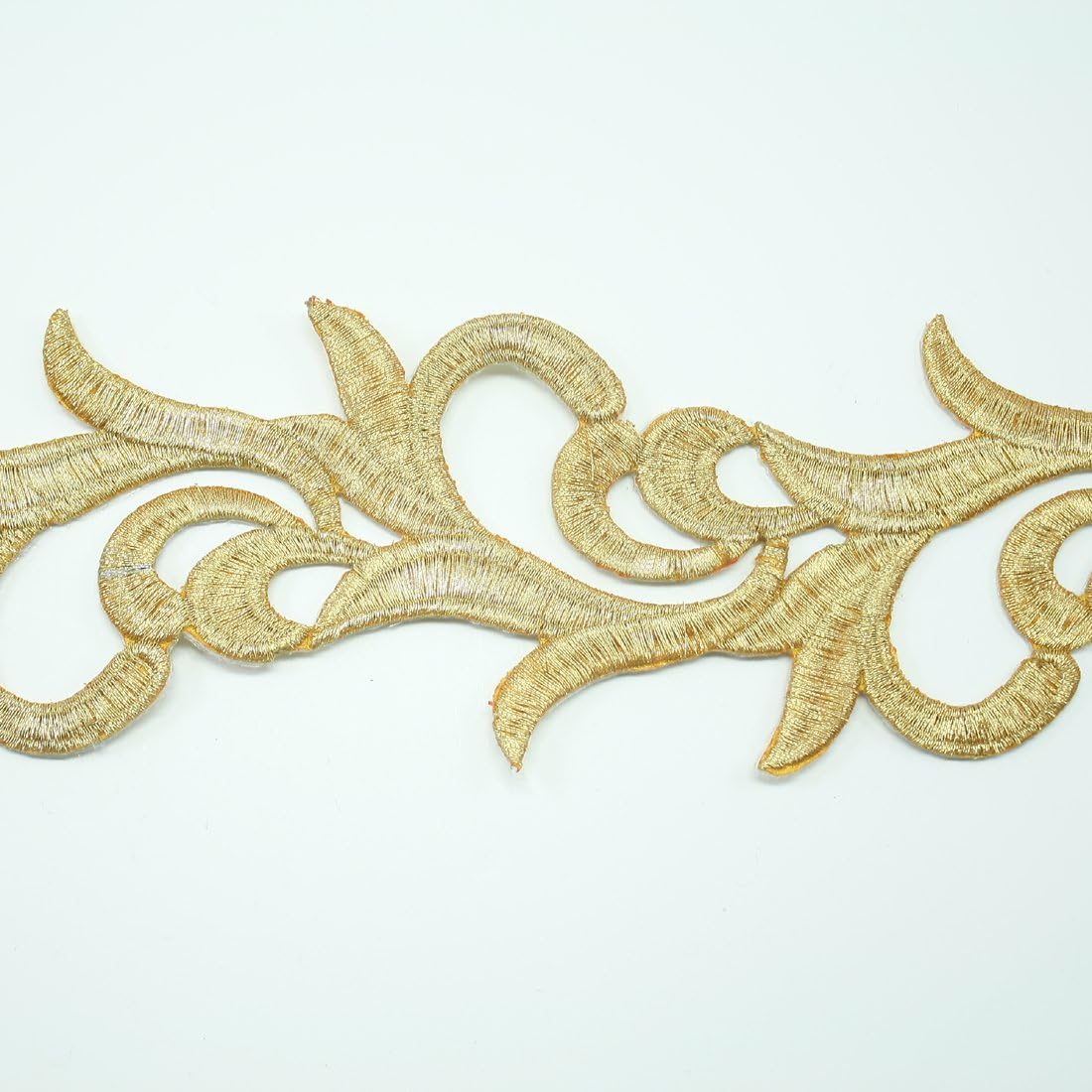 75mm Gold Iron on Back Metallic Embroidery Antique Venise Lace Trim #395 for Costume Dress Belts Bridal Wedding Curtain Ribbon Bag Belt Applique Lingerie Hair Accessories Dress Bridal Accessories