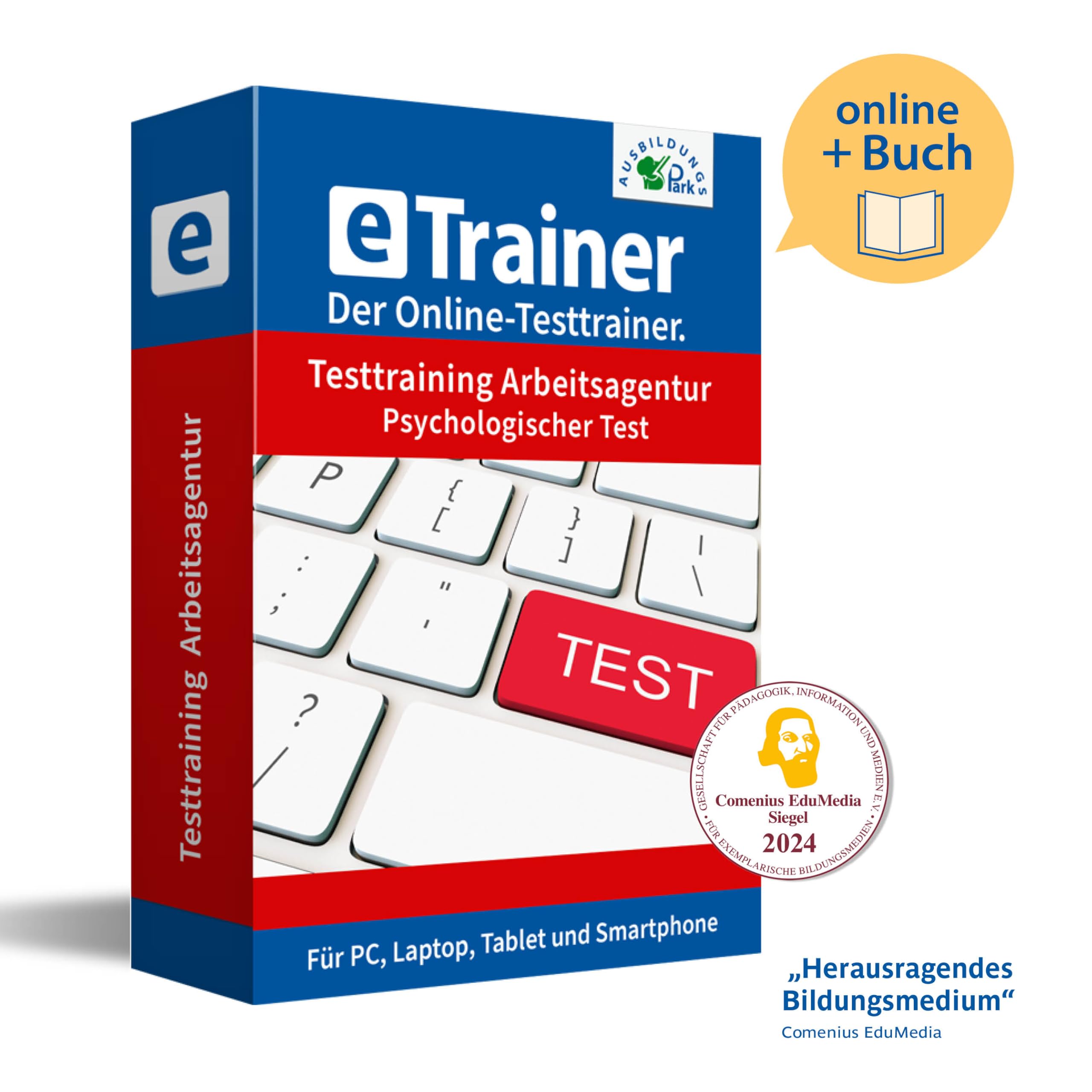 Eignungstest Testtraining Arbeitsagentur - Psychologischer Test Paket | Online-Trainer + Mathe-Buch | Aufgaben, Lösungen + Lösungswege | Auswahlverfahren bestehen | Deutsch, Wissen, Mathe, Logik …