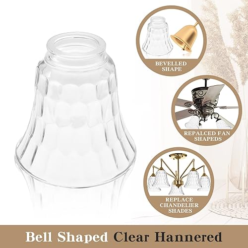 Miniatura 3 de 8 piezas de cubiertas de luz para ventilador de techo globos de repuesto de vidrio para ventilador de techo globos de repuesto para accesorios de