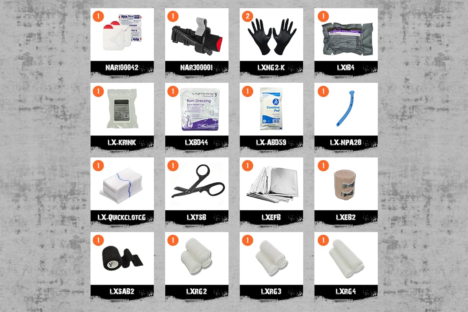 Lightning X Spread Eagle Complete Tactical Gunshot & Trauma IFAK Kit w/Laser Cut MOLLE (Red)