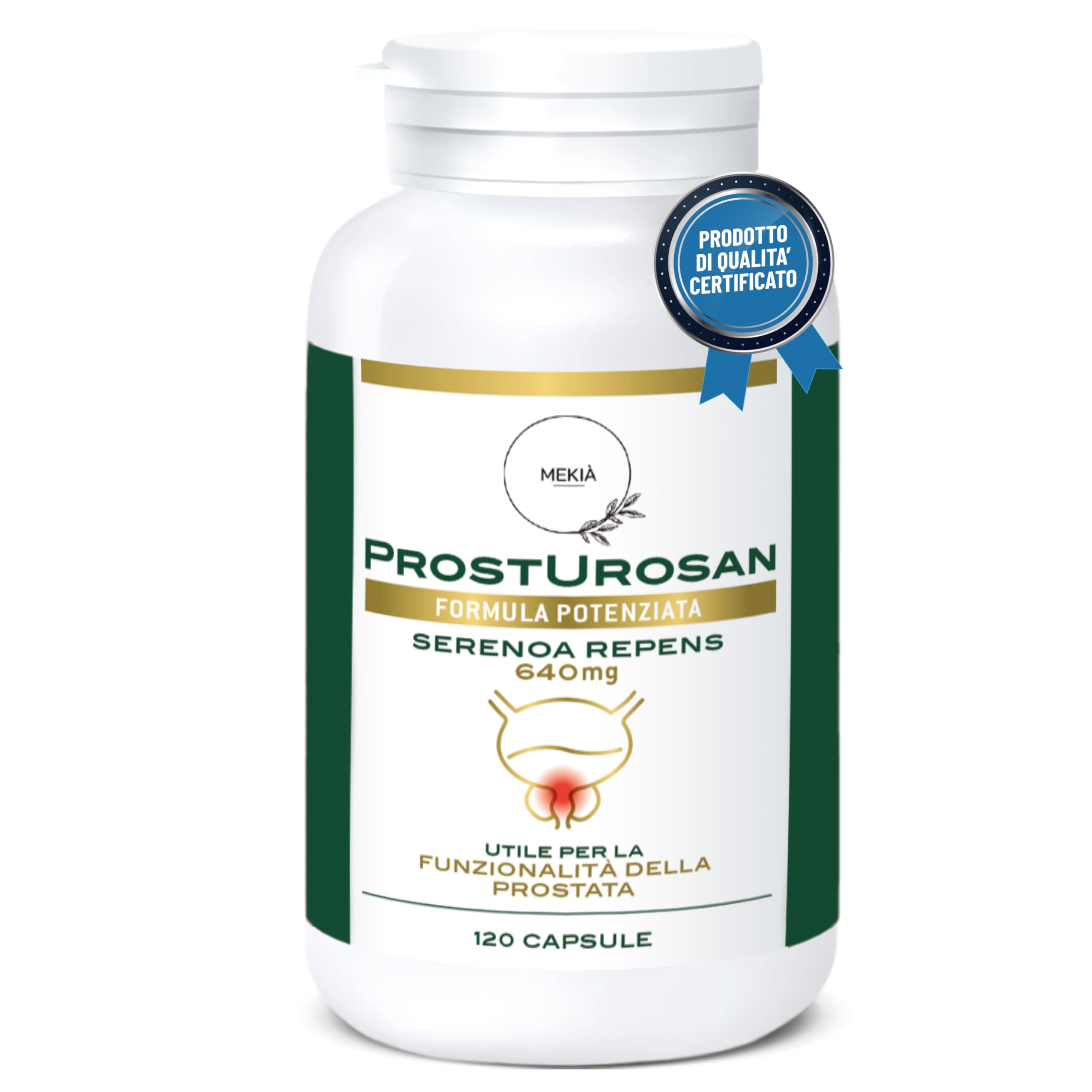 SERENOA REPENS 640 mg Alta titolazione,120 capsule integratore Vie Urinarie Integratori Prostata Uomo. SAW PALMETTO naturale con Uva Ursina, Zinco Ortica, Semi di Zucca, Epilobio, Pygeum
