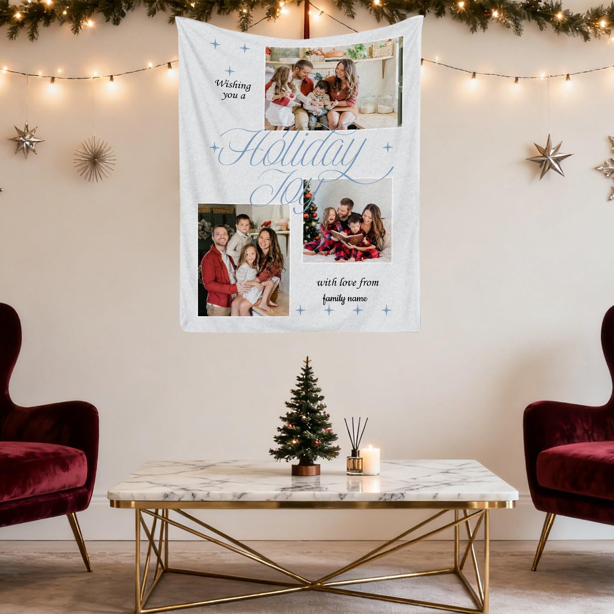 Mantas personalizadas con texto de 3 fotos, regalos personalizados para parejas para marido y esposa, regalos de manta de Navidad personalizados para mamá y papá