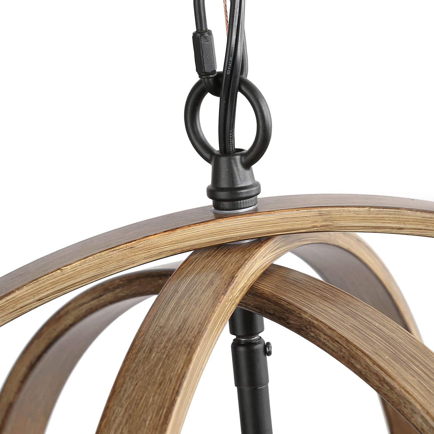 LOG BARN 20'' Farmhouse Chandelier, Faux-Wood Hanging 4-Light Fixture for Dining & Living Room, Bedroom, Foyer and Entryway - - 