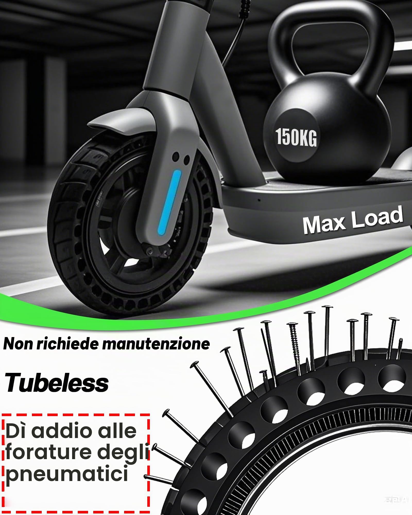 2 Pezzi Ruota 50/75-6.1 Monopattino Elettrico, Copertone Monopattino 8 1/2 x2, Gomma Piena Pneumatici 8.5x2 Compatibile con Xiaomi M365/Pro 2/3/3 Lite, Gotrax GXL V2/XR/APEX