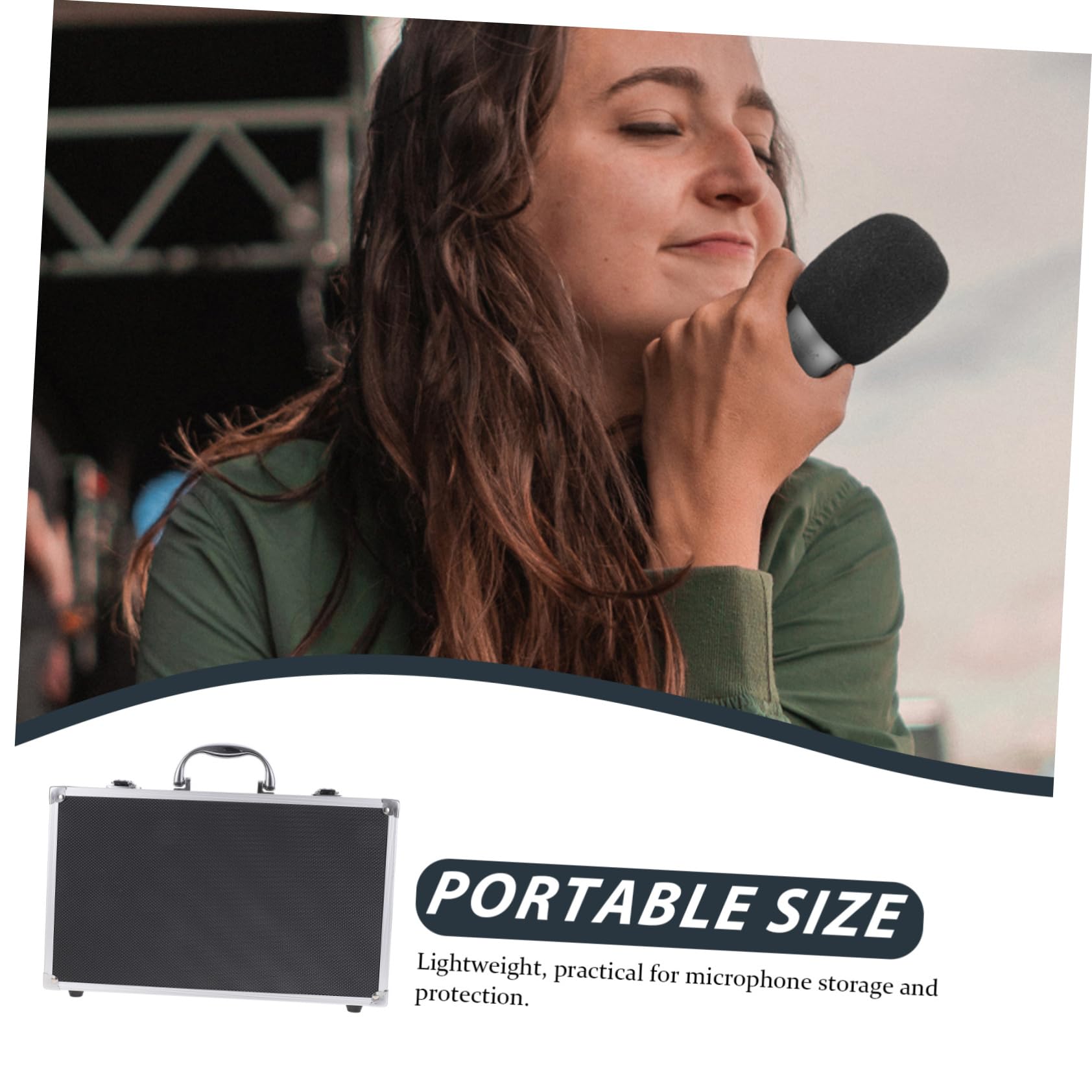 Gatuida Custodia per Microfono Rigida in Lega di Alluminio, 2 Pezzi | Nero, Struttura Multi-slot per Due Unità, Interno in Sponge, Leggera e Portatile per Recording e Karaoke Room