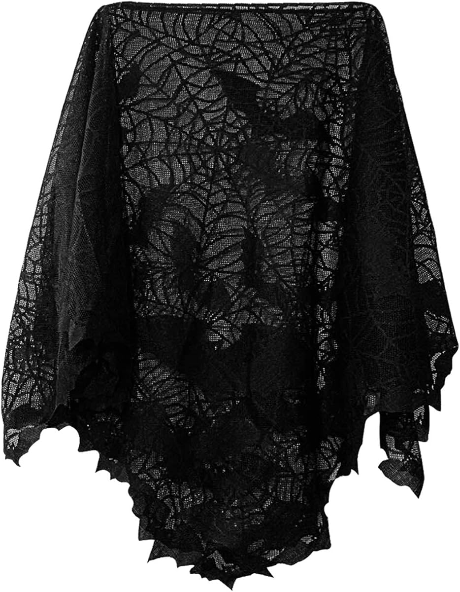 Whongkidz Disfraces de Halloween para mujer, poncho de araña negra y esqueleto blanco, accesorios para disfraz