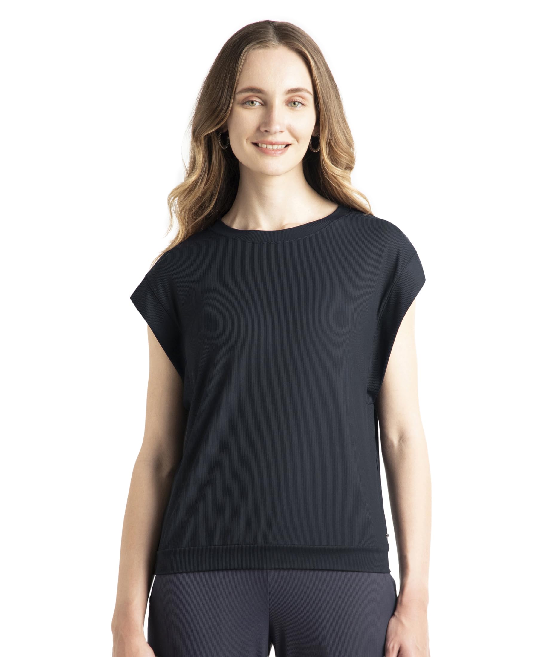 jockey Groove WZ20 Women's Microfiber Elastane Stretch Hybrid Tank Top with Ribbed Sleeves-picture-14