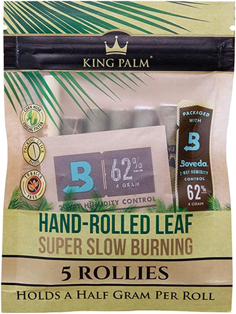 Rollies Size Cones (1 Packs Of 5, 5 Rolls) Natural Pre Wrap Palm Leafs - Pre Rolled Cones - All Natural Cones - Corn Husk Filter - Preroll Cones - Prerolled cones with Filter - Organic Cones