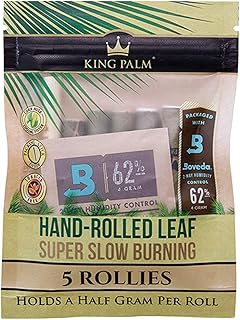 Rollies Size Cones (1 Packs Of 5, 5 Rolls) Natural Pre Wrap Palm Leafs - Pre Rolled Cones - All Natural Cones - Corn Husk Filter - Preroll Cones - Prerolled cones with Filter - Organic Cones