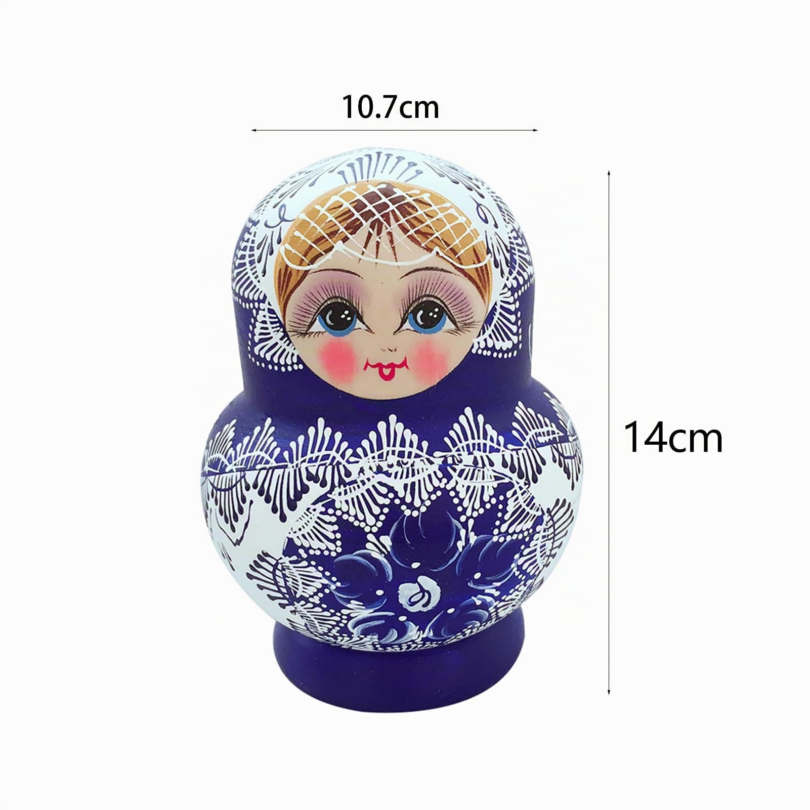 10-Schichten Russische Nestpuppen Große Bauch Blau & Weiß Porzellan Nestpuppen, Handarbeiten Satin Holz Russische Puppen Wunschpuppe zum Halten von Gegenständen