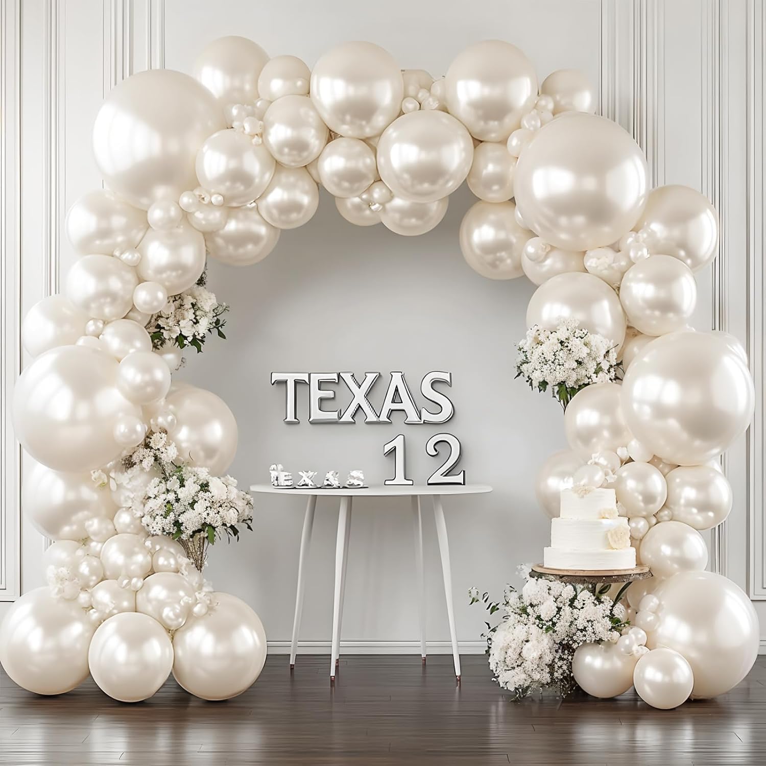 Pearl White Balloons Arch Kit Double Stuffed | Luxury Wedding Engagement Bridal Shower Birthday Neutral Baby Shower Anniversary Corporate Gala Ivory Party Decoration