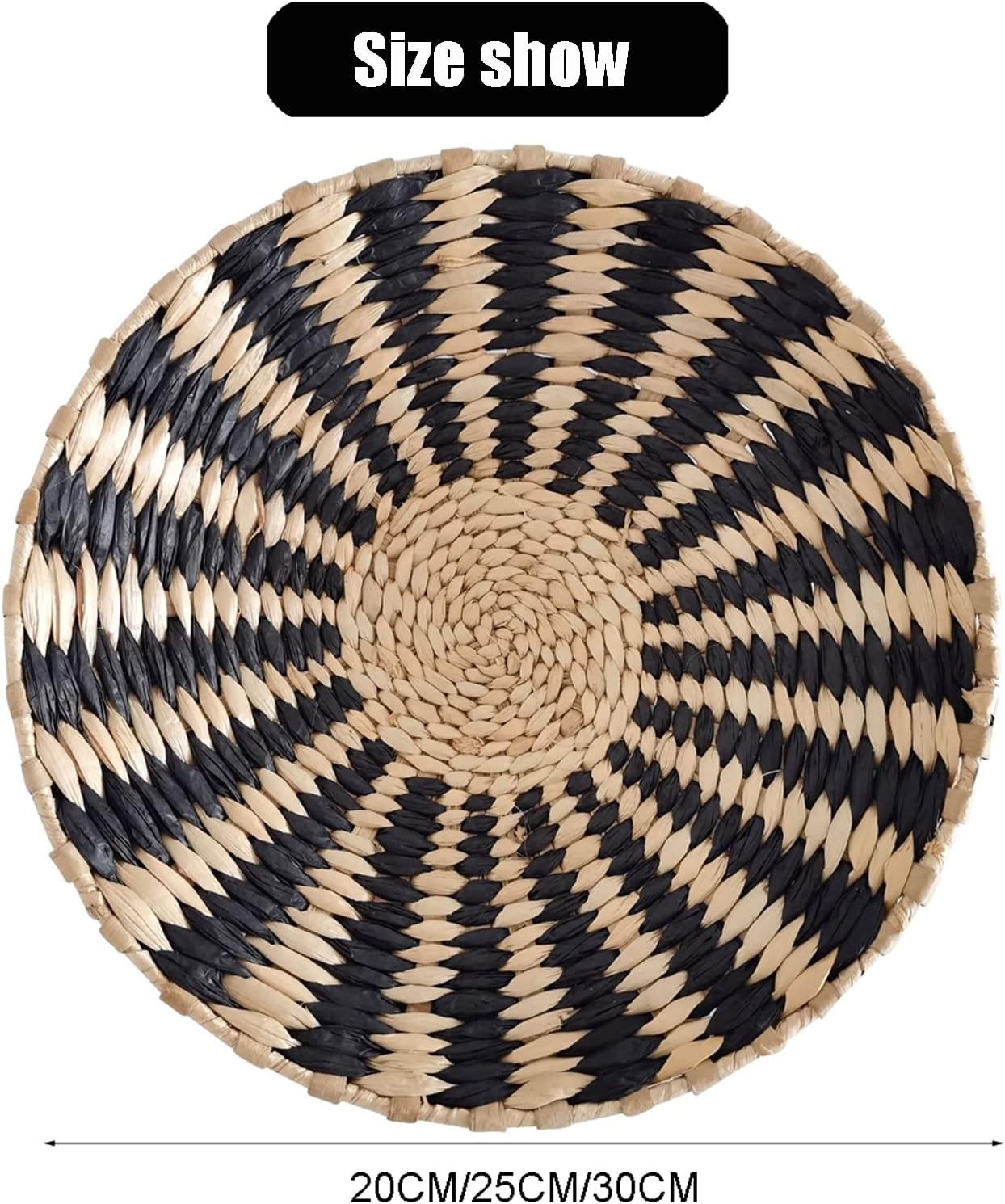 Handmade Basket Wall Decor Set of 3 Hanging Round Wall Basket Decoration for Living Room or Bedroom for Organizing Kitchen Tray,A,30cm