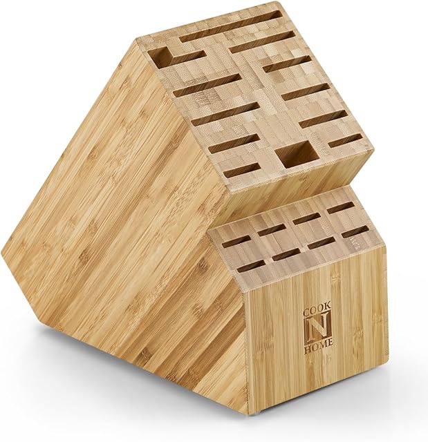 Bloco de armazenamento de facas de bambu Cook N Home NC-00326, 19 compartimentos