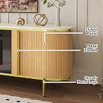Luxury 70" Fluted Fireplace TV Stand, Modern Chic Entertainment Center for TVs Up to 80", TV Console for Living Room, Media Cabinet with Storage,70 Inch, Oak