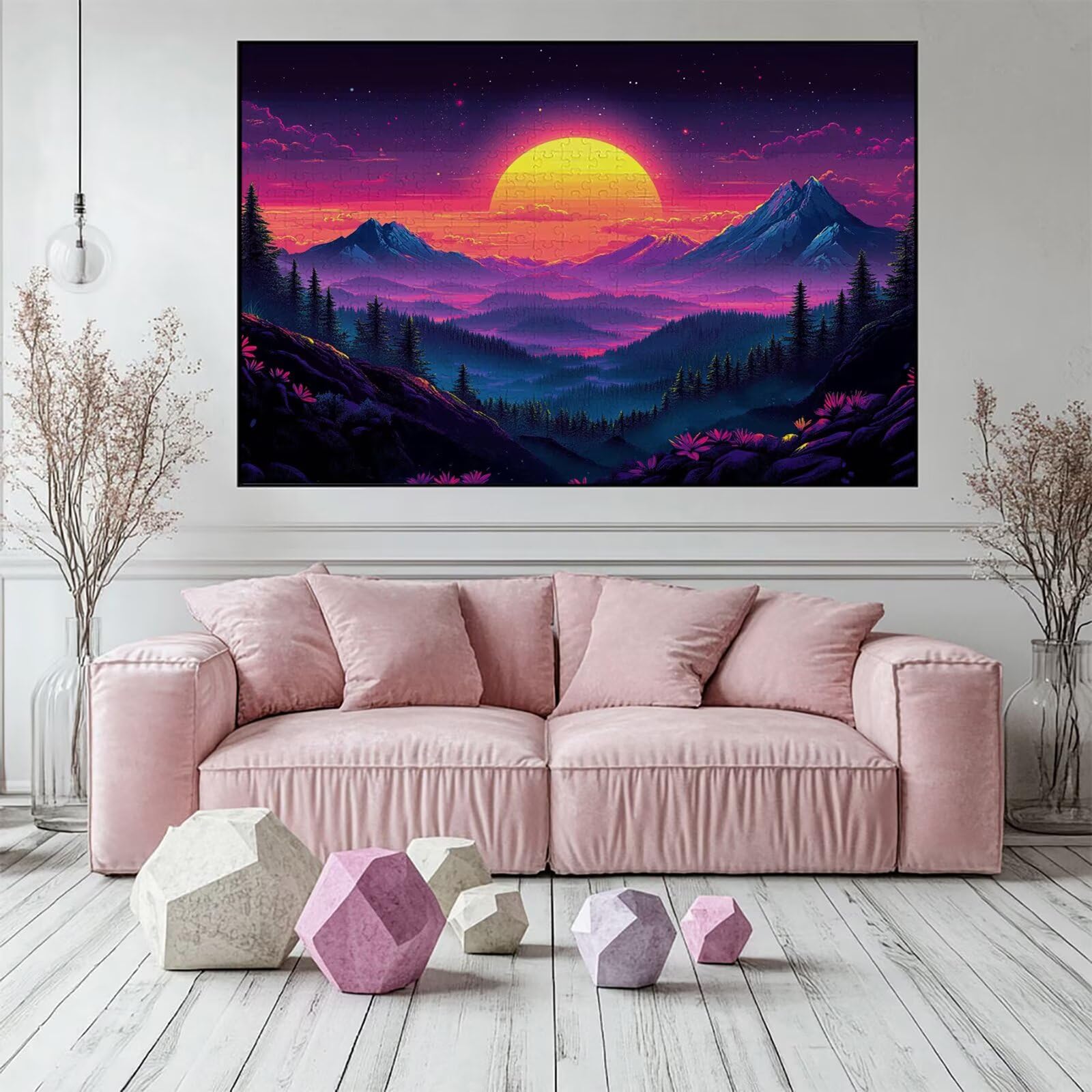 Puzzle 4000 elementów górskie puzzle dla dorosłych księżyc 141 x 87 cm unikalne rzemiosło klasyczne 3D drewniana układanka do rodzinnych gier aktywnych, układanka zrób to sam do dekoracji ścian domu