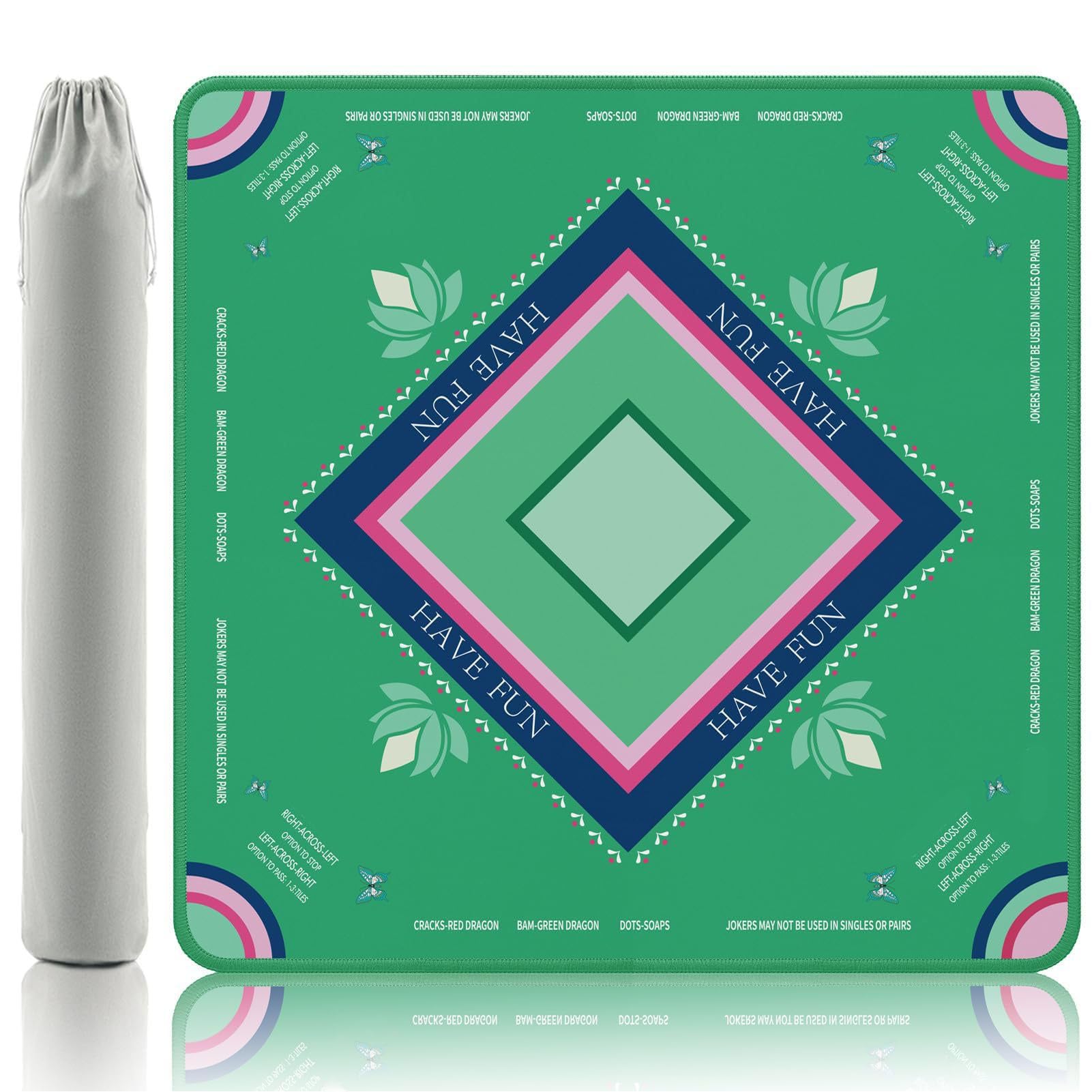 Tapis de Mahjong Antidérapant à Réduction de Bruit, Tapis de Table de Jeu Portable 32,4x32,4 Pouces | La base antidérapante réduit le bruit du jeu, surface lisse pour les cartes Mahjong ;Tapis portable pliable pour le