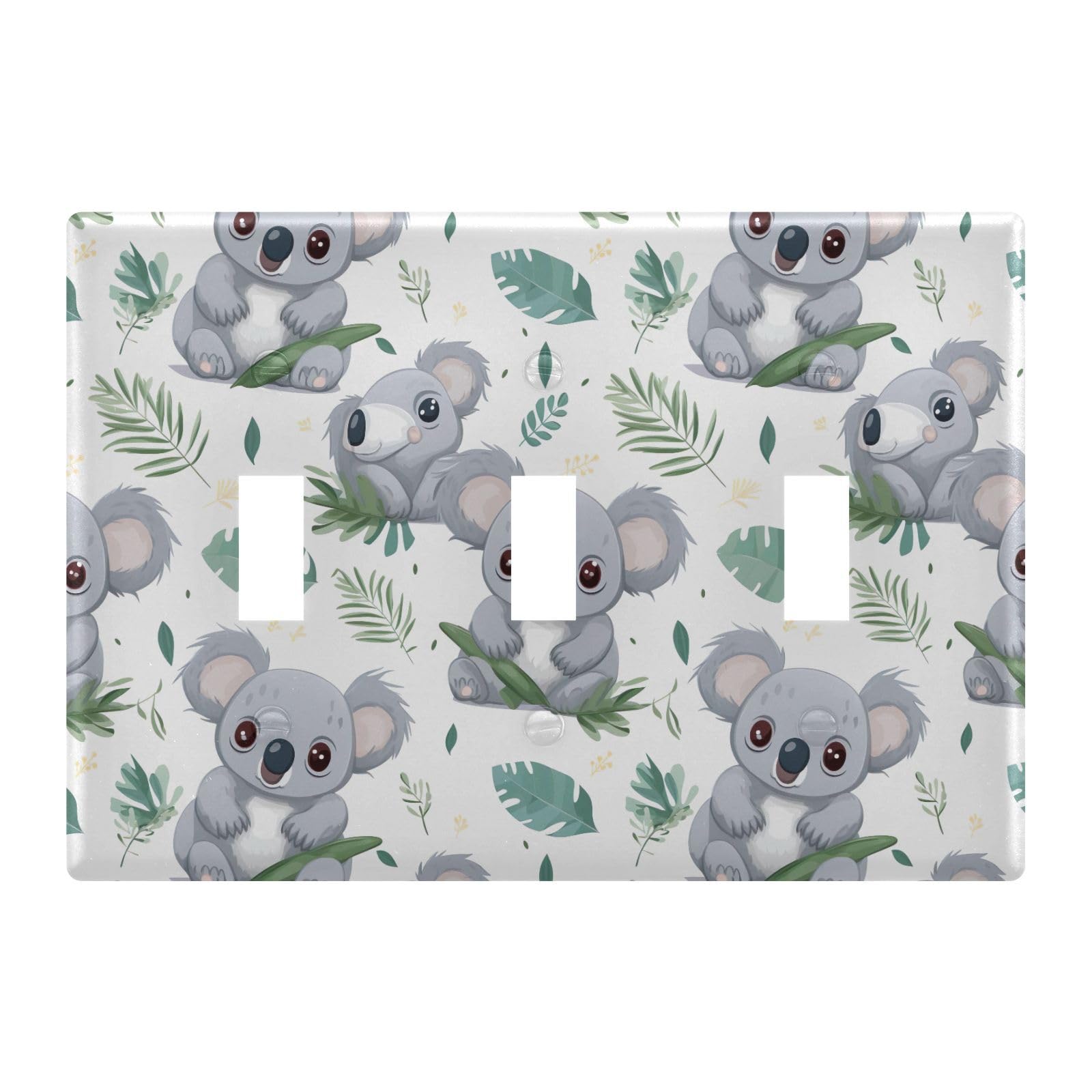 Light Switch Cover Cute Koala Wall Plates for Electrical Outlets 3 Gang 202b3307