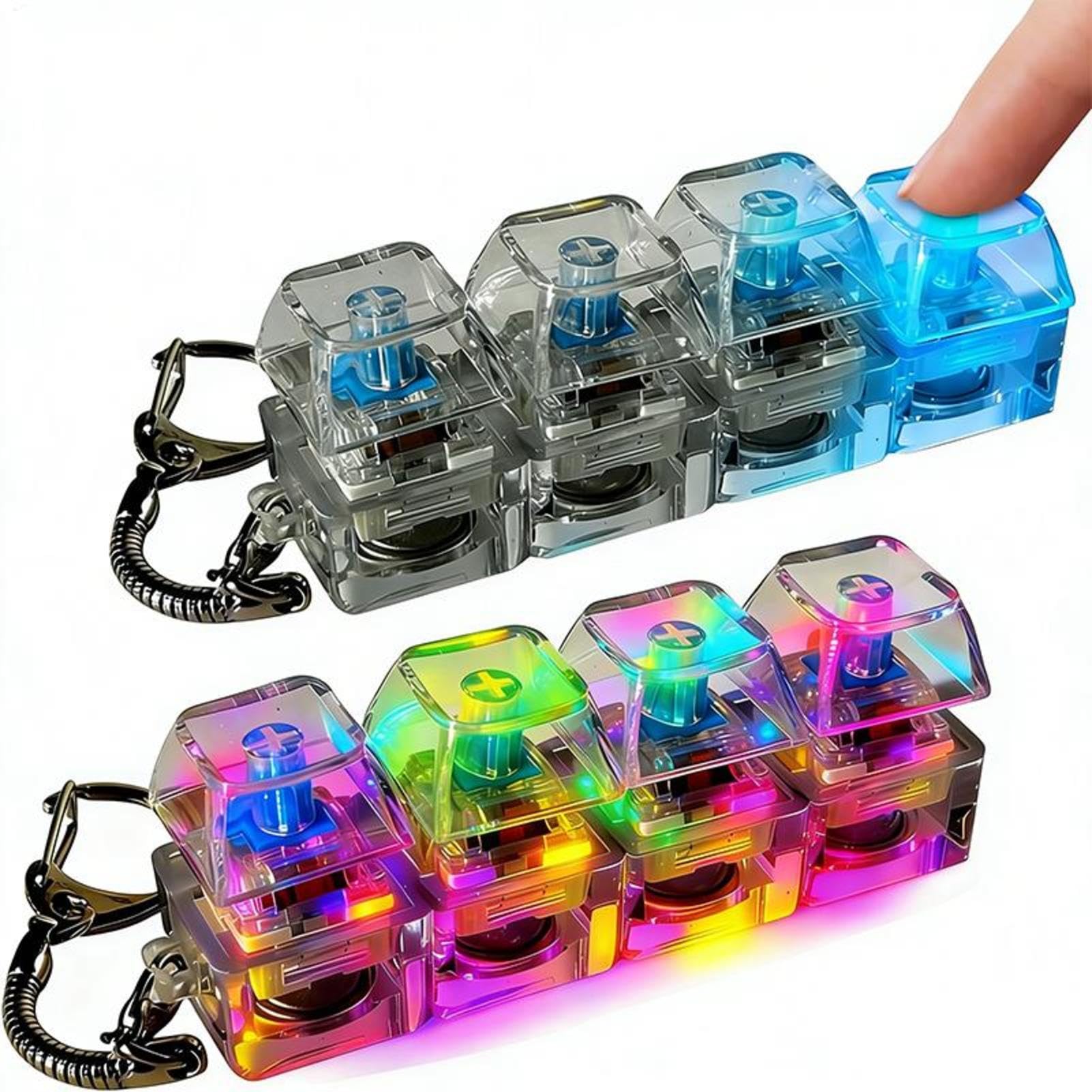 2 Stück Tastaturs Fidget Spielzeug | 4-TastenStressabbau Schlüsselanhänger, Button Fidget Spiel Für Erwachsene - Mechanischer Keyboard clicker Spielzeug Für Büro, Kinder & Erwachsene Geschenk