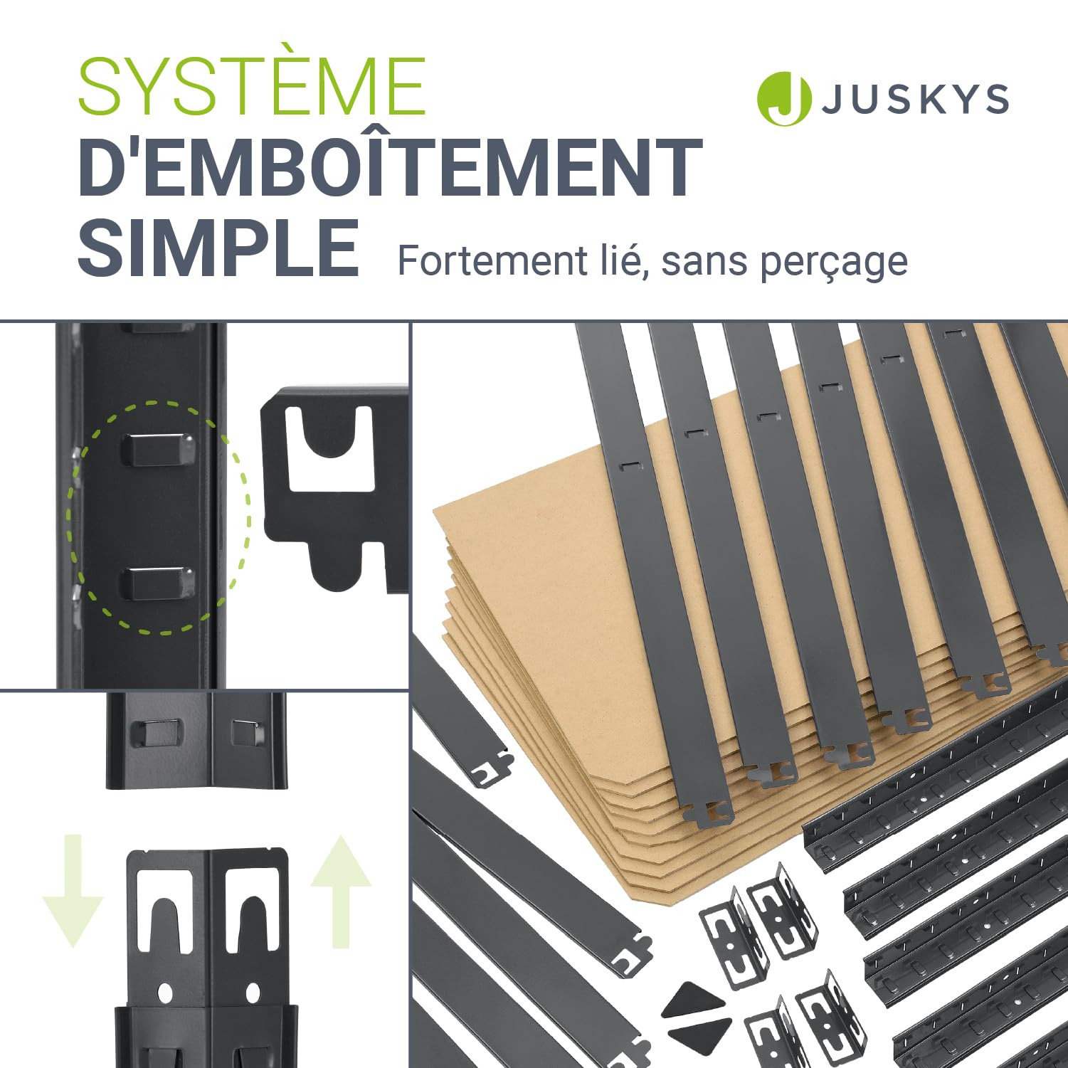 Juskys Étagère Charges Lourdes Basic, Lot de 2, 180 x 90 x 40 cm - 5 Niveau á 175 kg, Capacité 875 kg, Étagères de Rangement en Metal pour Garage et Cave - Gris